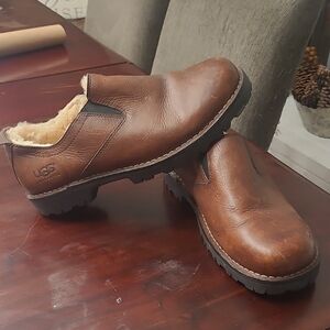 UGG Brown Leather Slip On Loafers.  Size 12 Men
